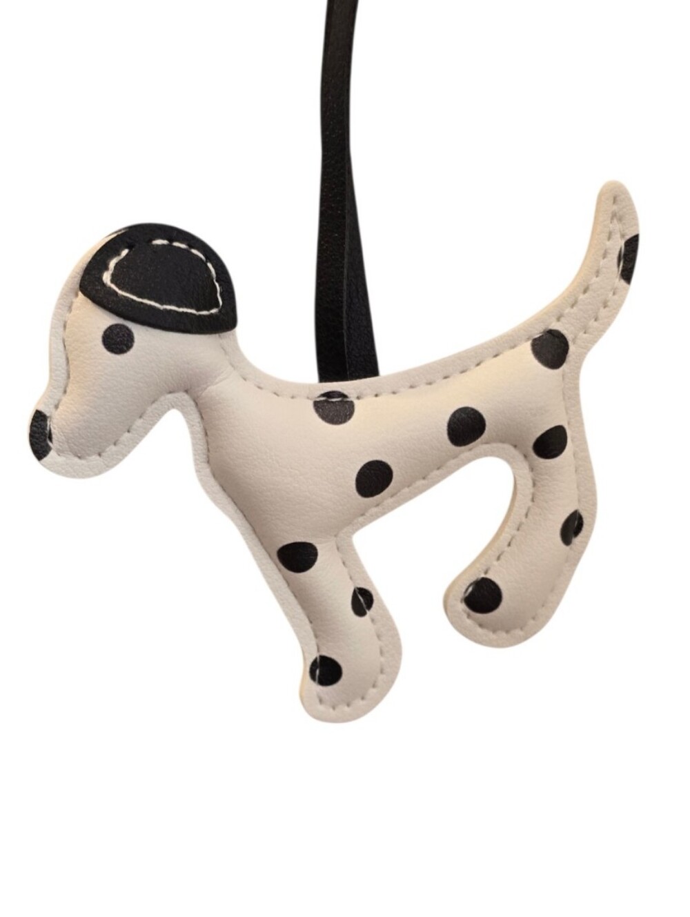 Dalmation White Black Polka Dot Faux Leather Bag Charm